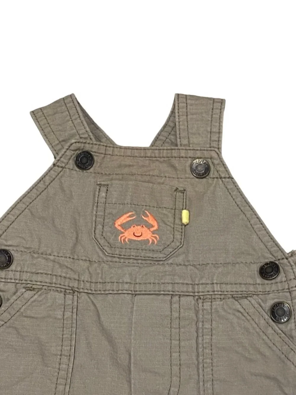 Carters Baby  Boy Crab Embroidered Overalls Beige Size 3 Months Coastal Summer